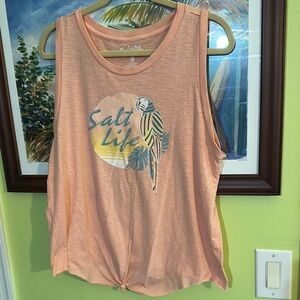 Salt Life Orange Pink Graphic Muscle Tee